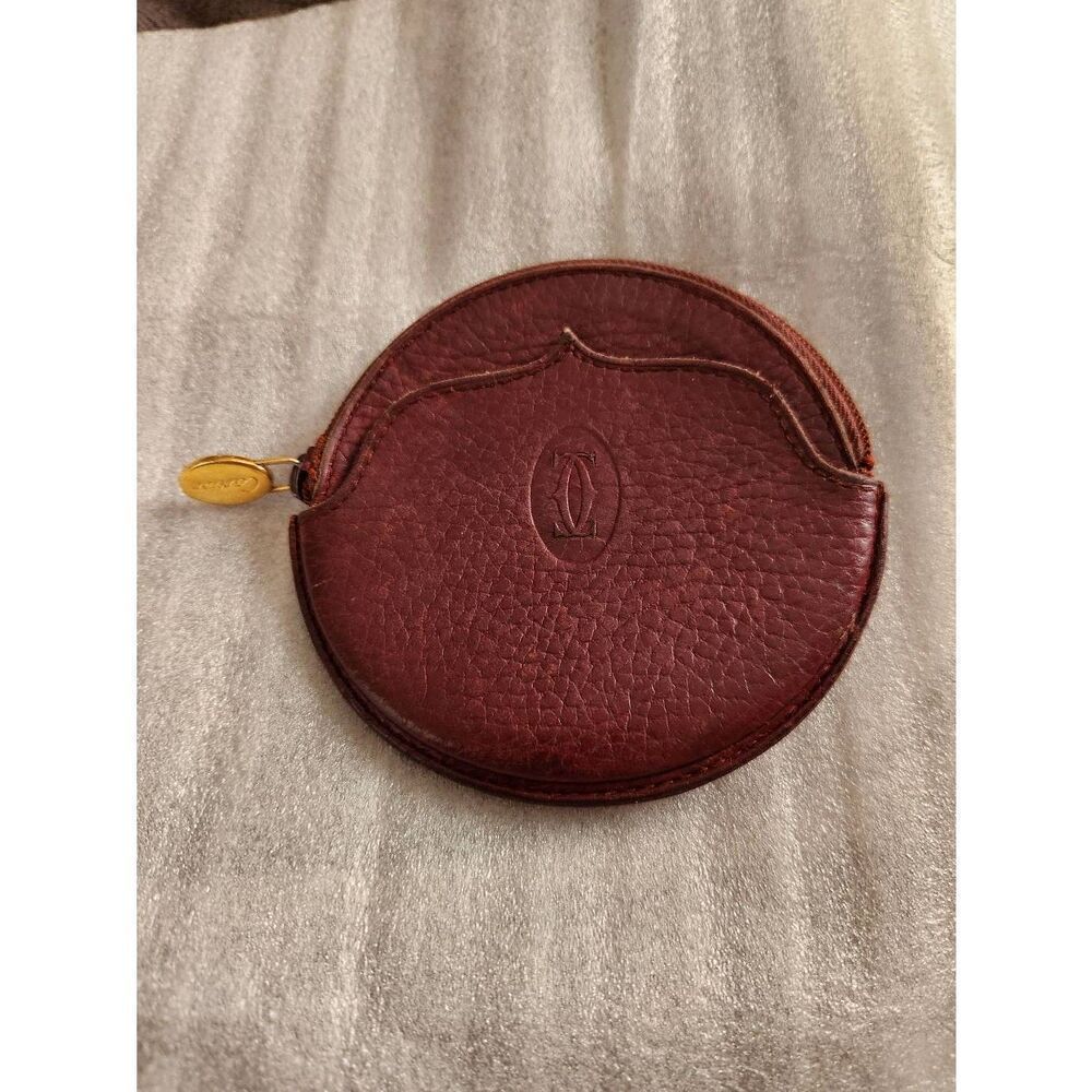 Cartier Bordeaux Leather Round Coin Purse